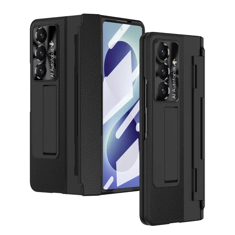 Phone Shell Anti-Fingerprint Leather For Samsung Z Fold 8 Ultra Built-in Stand Front Screen Film Hinge and Lens Full Protection