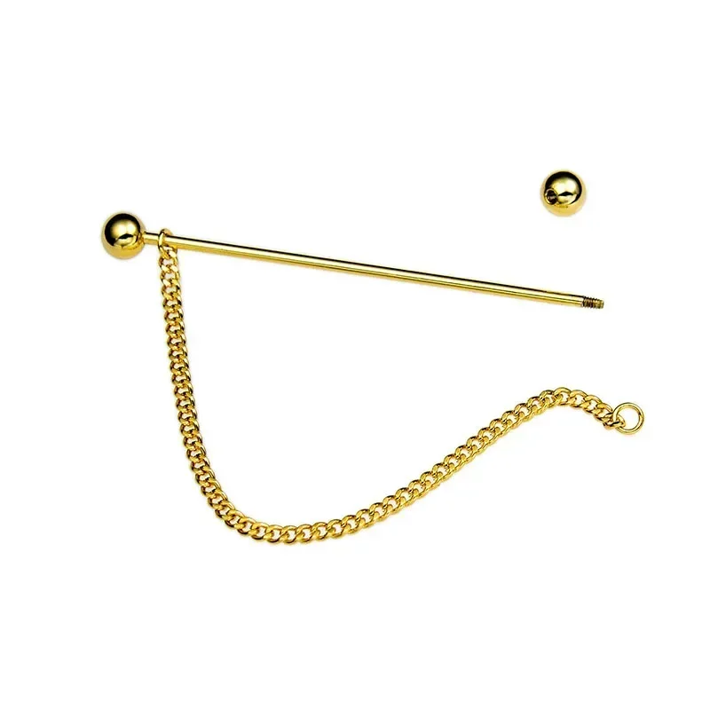 Collar Needle Round Ball One-word  Metal Chain Fringed Men\'s Brooch French Shirt Neck Corner Buckle High Quality Copper Gifts