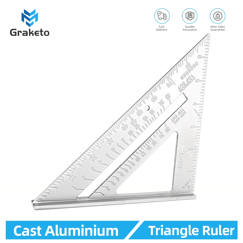 Triangular Ruler 7 Inch Aluminium Alloy Woodworking Set Square Measuring Tools Carpentry Gauges Angle Protractor Triangle Ruler