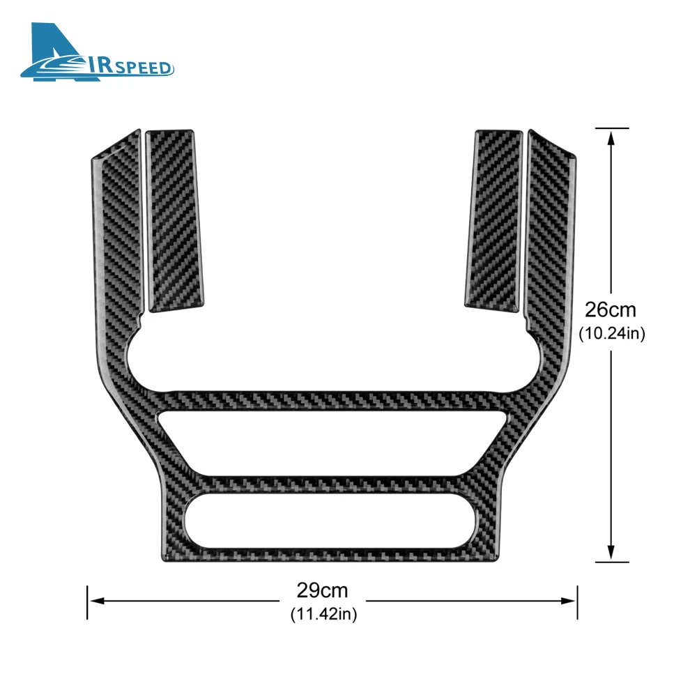 フォードマスタング2015, 2016, 2017, 2018, 2019, 2020, 2021, 2022に適した,コントロールパネル付きの本物のソフトカーボンファイバーコンソールステッカー