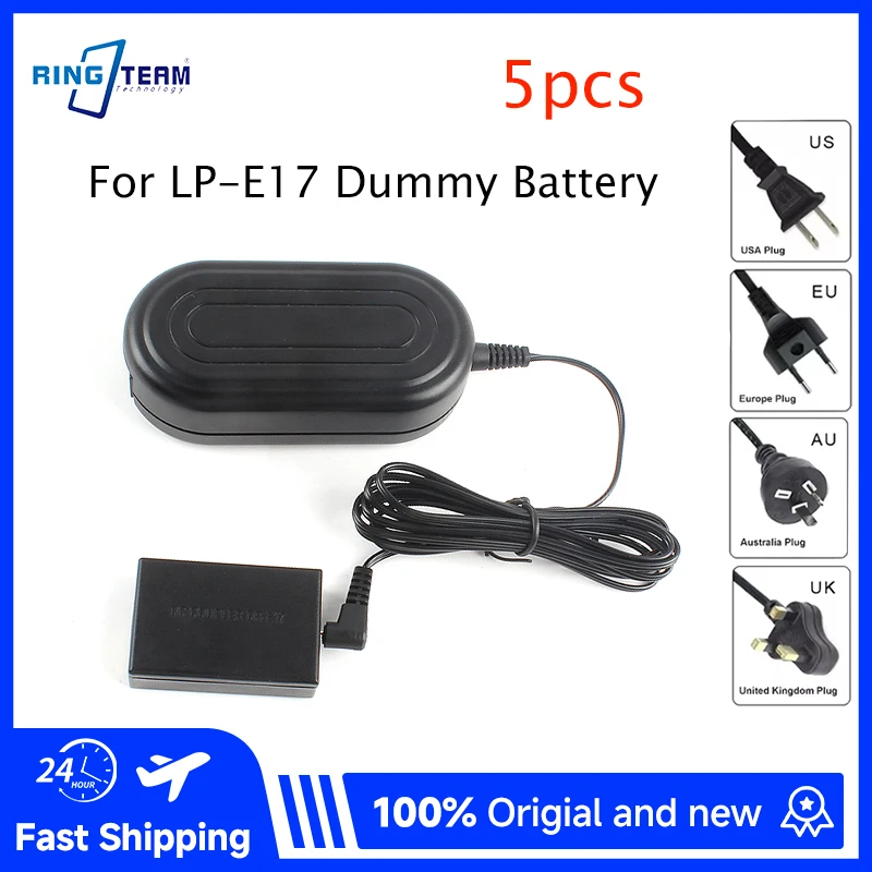 ACK-E17 DR-E17 DC Coupler LP-E17 Dummy Battery AC Power Adapter Kit for Canon EOS M3, M5, M6, M6 Mark II