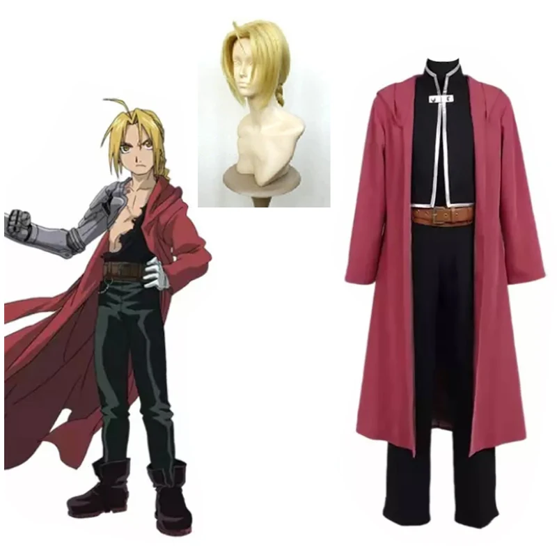 Anime Fullmetal AlcFullMetal Alchemist Edward Elric Cosplay Costume Coat Halloween Party Custom Made