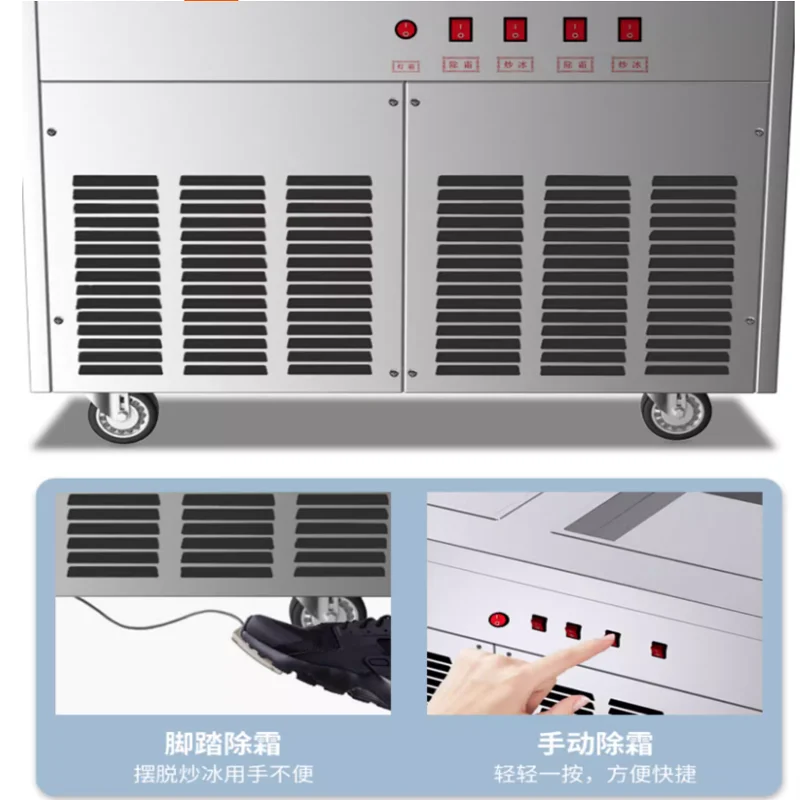 

Commercial Fried Ice Cream Rolls Making Machine Double Pans Thailand Frying Fruit Yogurt Ice Cream Rolled Machine