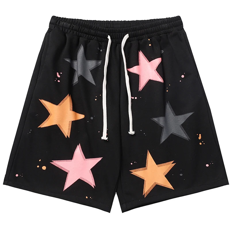 

Star Print Shorts Temperament Commuter Elastic Waist Casual High Street Hiphop Five-point Pants Men's Basketball shorts 2023 New