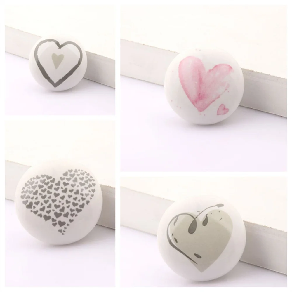 38mm Round Ceramic Furniture Handle Drawer Knob Love Heart Cabinet Door Handles Wardrobe Cupboard Pulls Diy