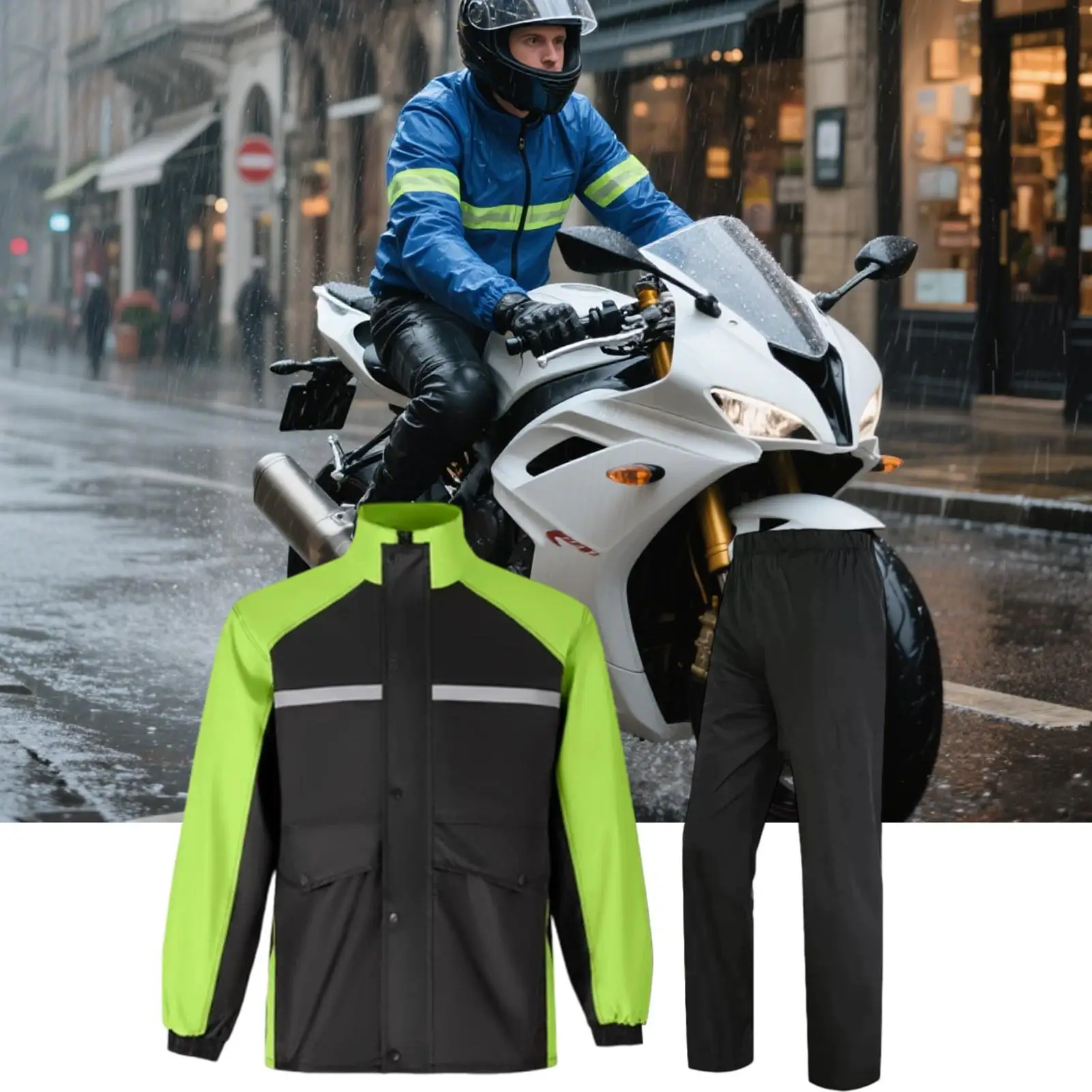 Motorcycle Rain Suit Motorcycle Suits For Men Reflective Lightweight Raincoat With Boots Overalls Poncho For Hunting