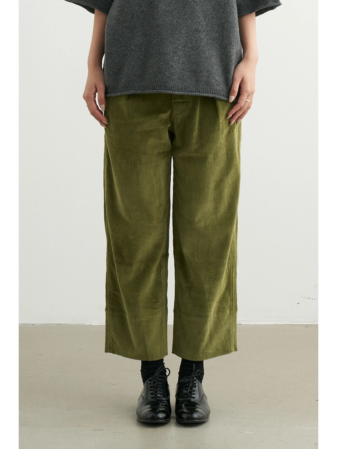 

Ertang Light een Pure Cotton Corduroy Casual Pants Loose Straight Nine-Piece Women's High Waist Zipper Straight Leg Trousers