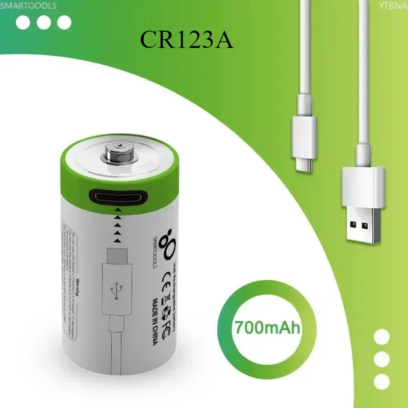 The CR123A Rechargeable Battery Is 3.7V and 700mAh, Suitable for Powering Flashlights, LED Lights, and Other Devices.