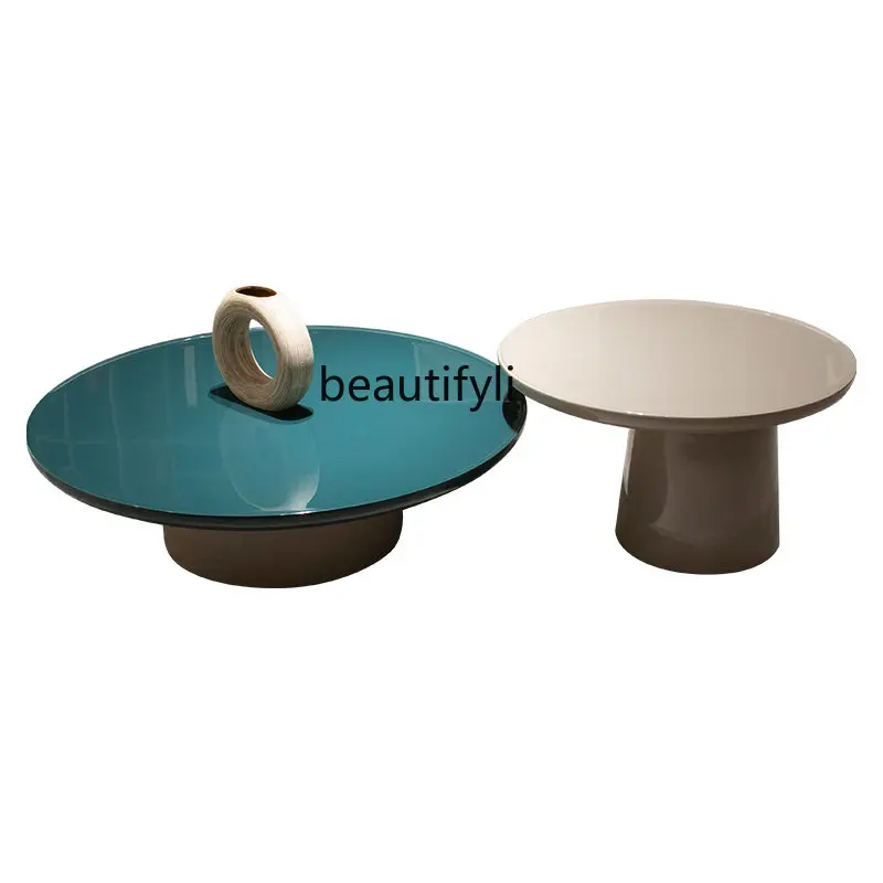 yj Italian Minimalist Size round Tea Table Child and Mother Combination Modern Minimalist Paint Tea Side Table