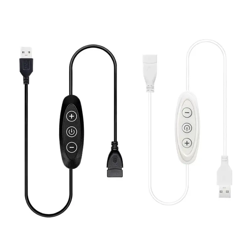 1Pcs 5V 2A LED Lamp Power Cable, 10-Degree Dimming with 3KEY USB Speed Controller and Light Dimmer Switches.