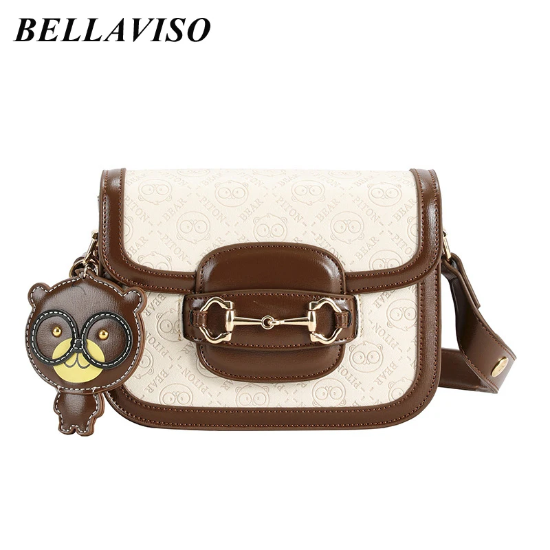 

BellaViso изящная женская сумка через плечо контрастных цветов из искусственной кожи, Женская трендовая сумка на плечо с мультяшным медведем