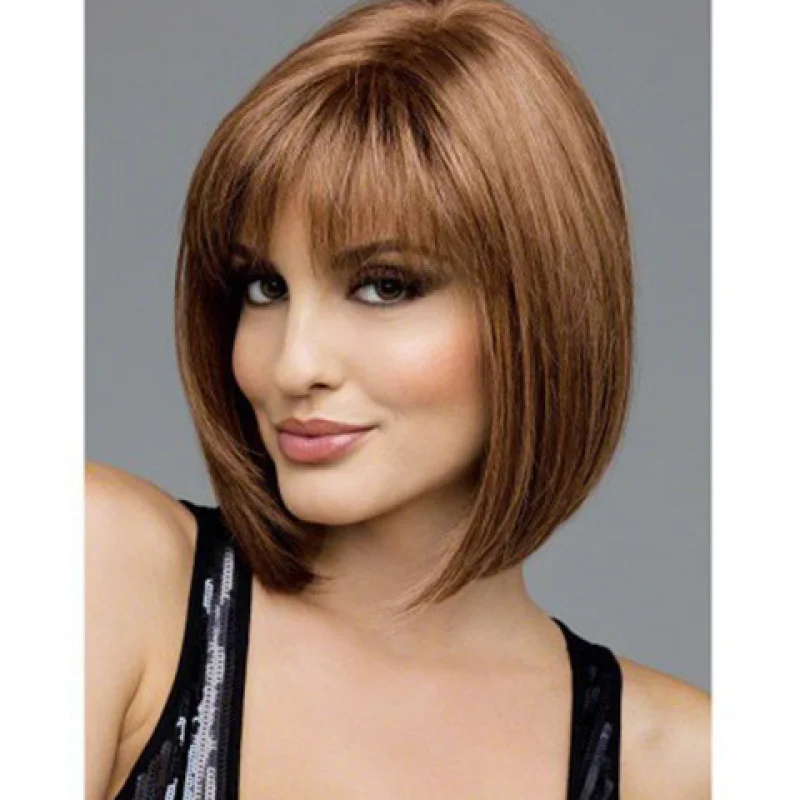 

Fashionable 's , short hair with bangs, style, face-slimming, real-shot bob wig for women, voluminous