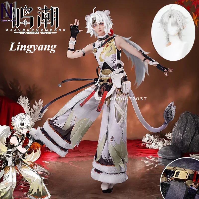 Wuthering Waves Game Lingyang Cosplay Costume Wig Uniform Liondance Troupe Glacio Resonator Jinzhou Halloween Party Halloween