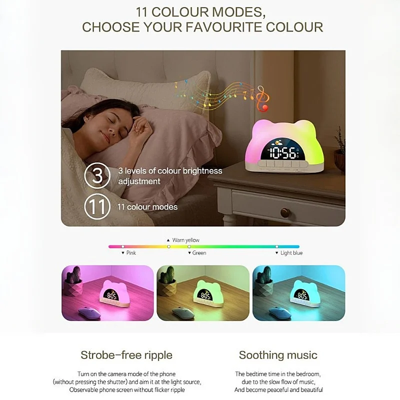 Sunrise Wake Up Digital Alarm Clock with Mood Light 2 Alarm Night Mode Snooze 12/24H USB Output Port LED Table Clock for Bedroom view 3