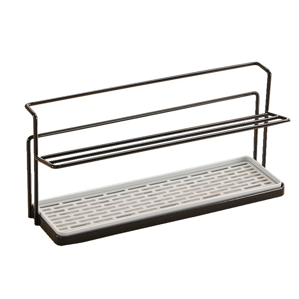Rack de secagem de garrafas, rack de armazenamento com bandeja de drenagem, organizador de canecas de cozinha, preto