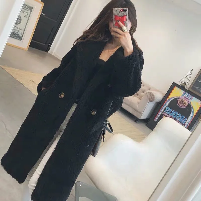 Women\'s New Imitation Lamb Wool Plus Cotton Coat 2024 Winter Fashion Loose Thick Warm Elegant Fashion Plus Cotton Long Coat