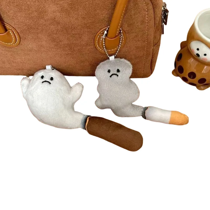 Mignon grand fumée elfe pendentif en peluche poupée jouets porte-clés fantôme moelleux en peluche porte-clés pendentif jouets sac à dos breloques sac voiture décor cadeau