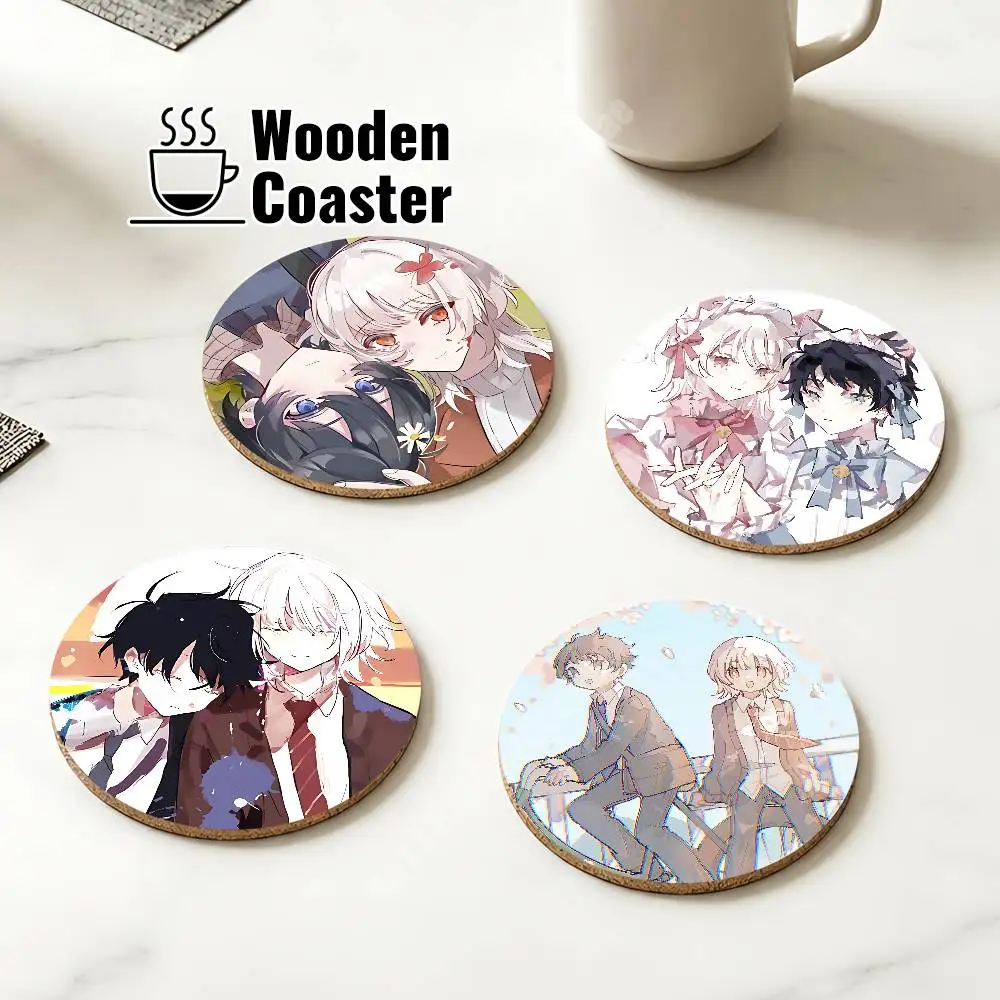 Saihate Station Twilight Railway Wooden Cup Mat Americano Beer Milk Water Coaster for Baking Studio