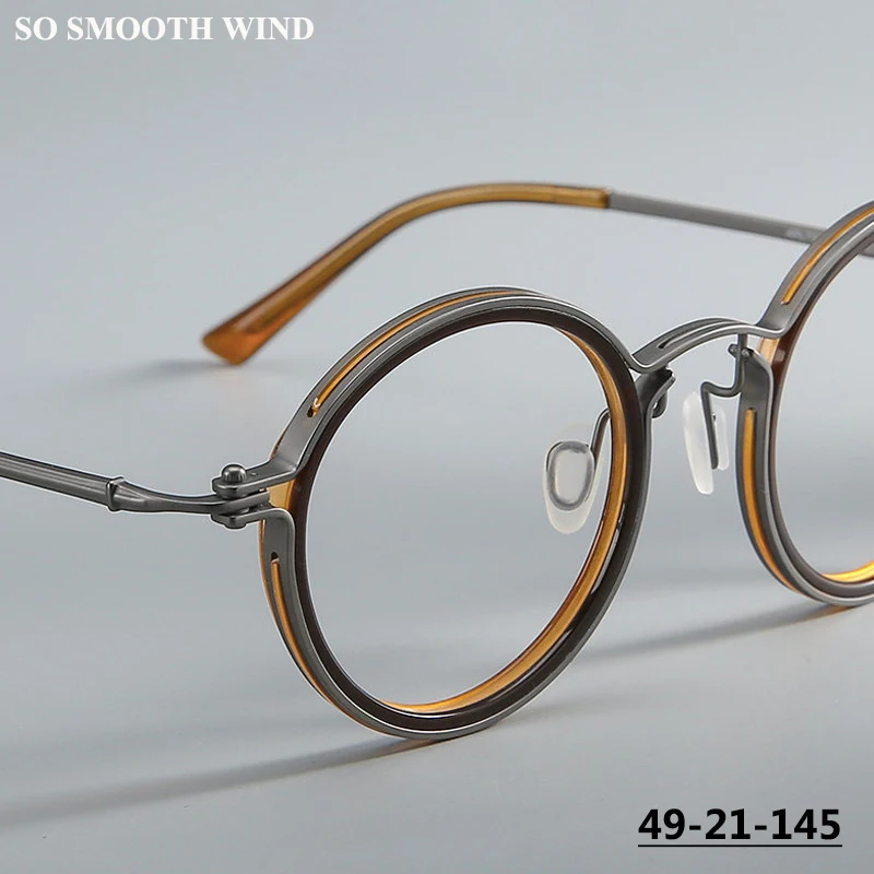 

Японские круглые очки ручной работы, дизайнерская оправа для мужчин и женщин, титановые, ретро, большие, ультралегкие, круглые очки