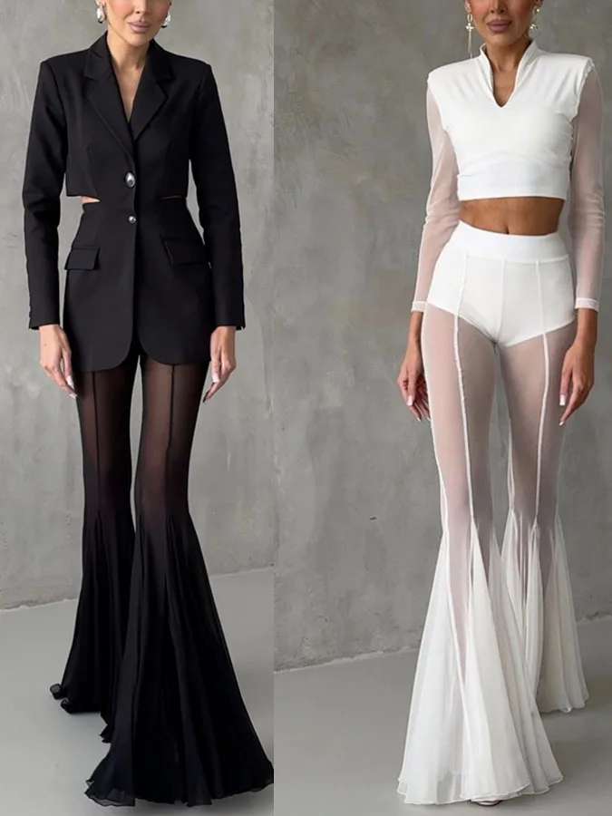 

Женские брюки-клеш с высокой талией, облегающие, модные, для праздников, длинные, из полиэстера, с эластичным поясом