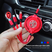 Car Interior Charging Data Cable Scalable 3 In 1 Phone Charger For MG Cyberster MG3 MG5 MG7 MG6 ZS ES5 ONE HS MG4 EV Cyber X EZS