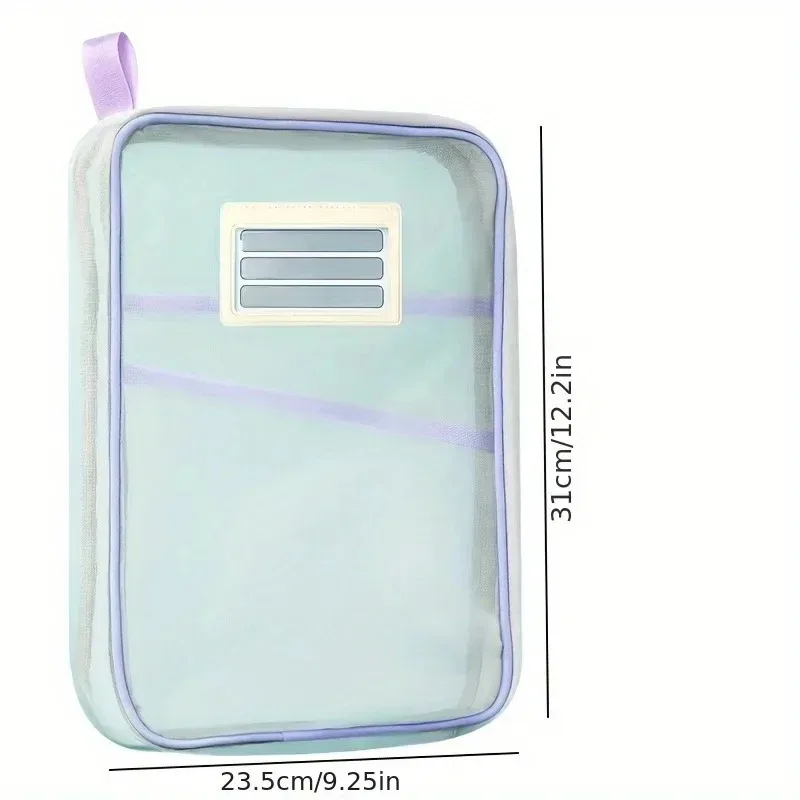 A4 Zipper File Bag Nylon Documents Storage Three Layers Thick Mesh Fabric Transparent Pouch for Books Office Students Supplies image 6