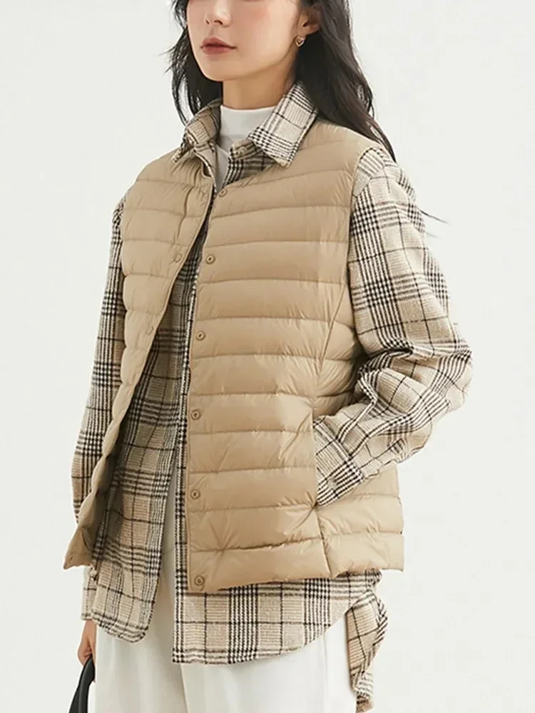 Pop Winter Ultra Light Down Vest Short Jacket Women Portable Waistcoat Warm Sleeveless Coat Slim Outwear
