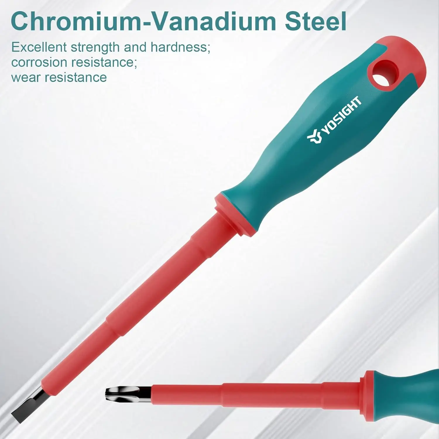 طقم مفكات براغي مكون من 6 قطع طرف مغناطيسي مع منظم - 3 فيليبس و3 مشقوق، أطراف فولاذية CRV، طقم مفك براغي معزول للكهربائي #6