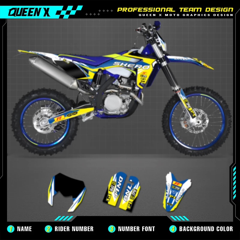 Queen X MOTOR Custom Team Graphics Decals Stickers Kit For Sherco Decal 2012 2013 2014 2015 2016  SE SE250 300 006