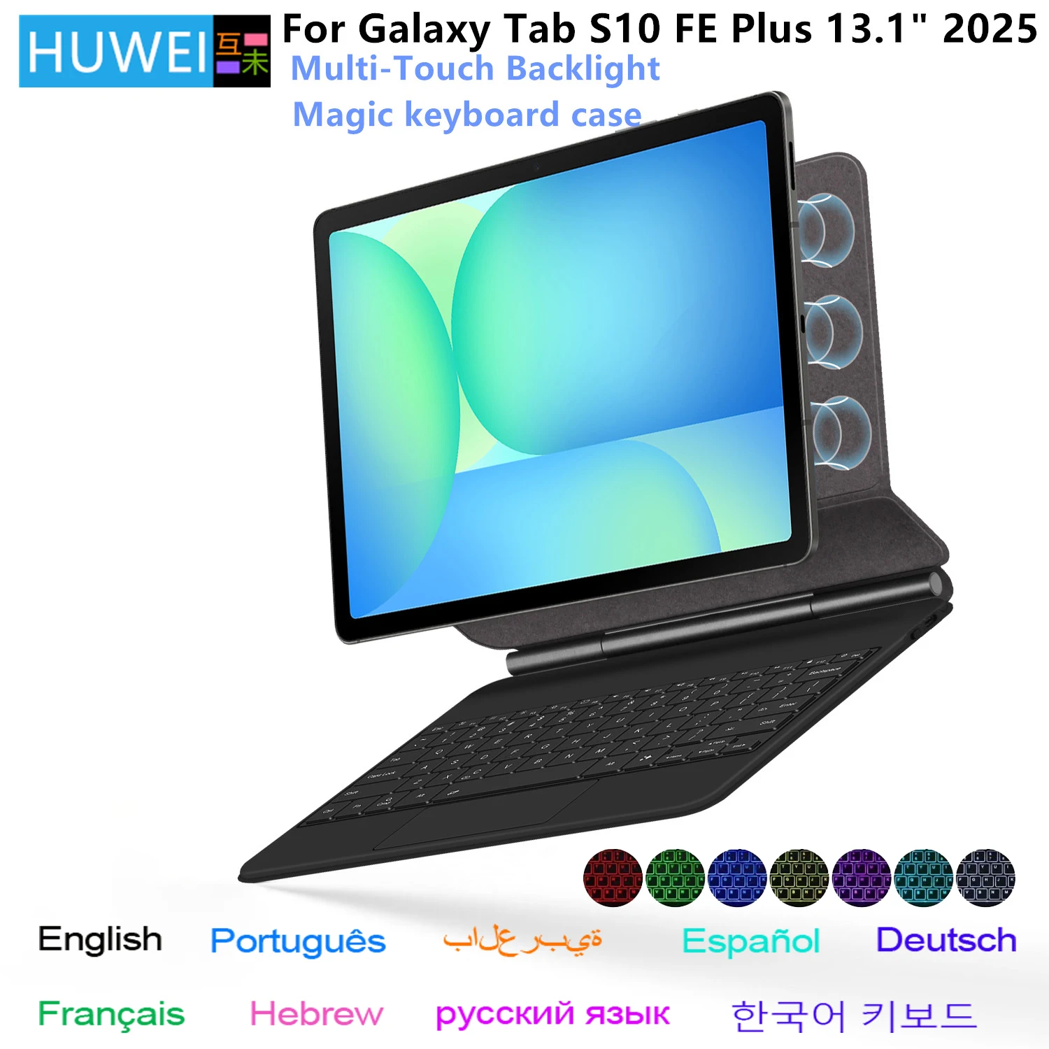 

Magic Keyboard for Samsung Galaxy Tab S10 FE Plus 13.1 Inch Smart Case Tab S10 FE+ 13.1 SM X620 X626B Multi-touch Keyboard Cover