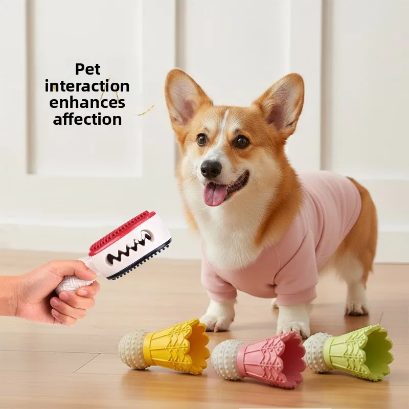 Dog Toy Badminton Ball Tooth Grinding and Entertainment Device - Corgi Terrier Vocal Toy for Grinding Teeth and Cleaning Gums