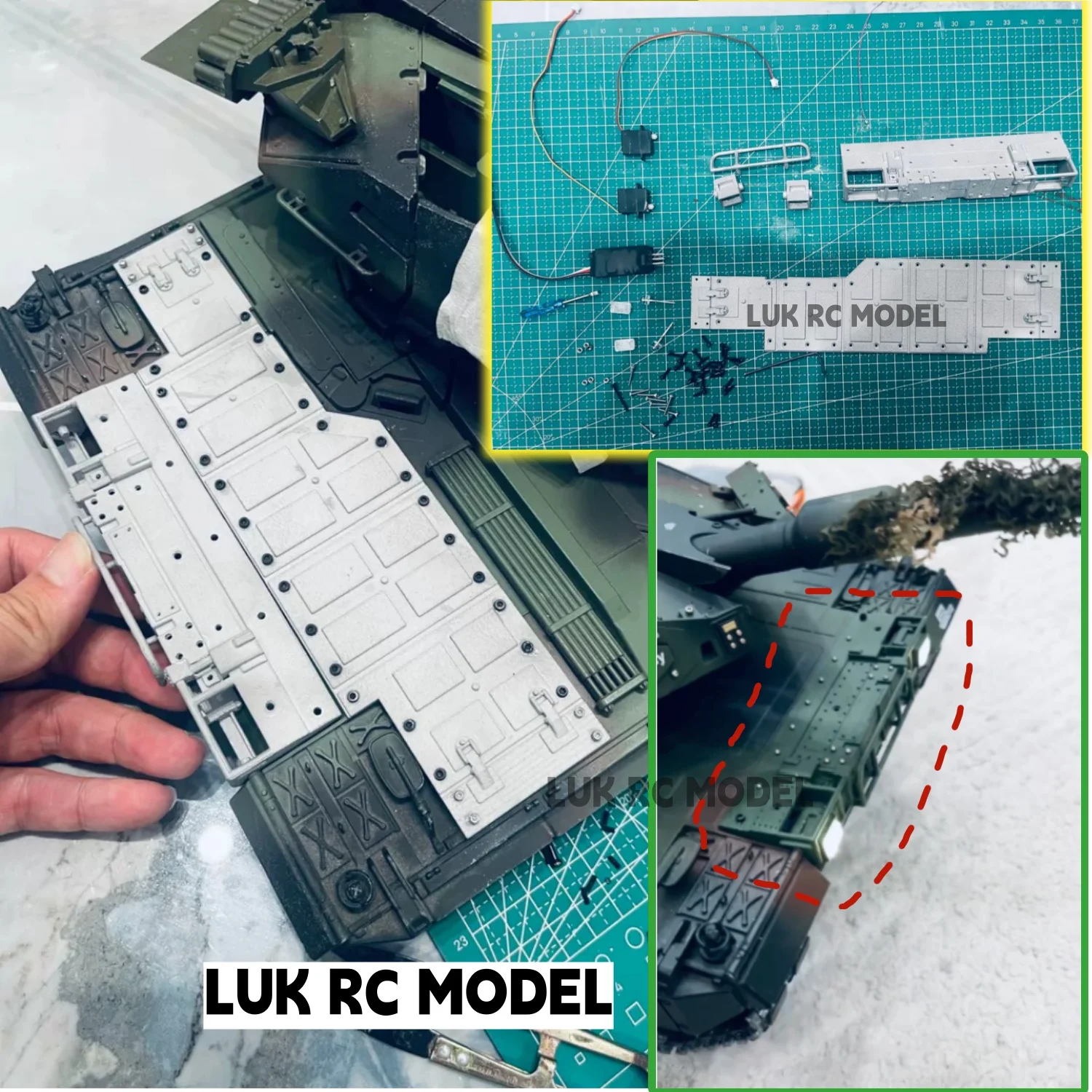 Automatic Vertical Stabilizer Headlight Front Armor for 1/16 CS TK16  Full Metal HL Leopard 2A6 2A8 2A7 Upgrade Accessories