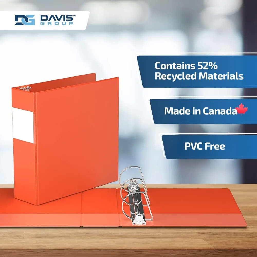 Premium Economy 6-Pack D-Ring Binders, 3 Inch, Orange, Ideal for School and Office Use, Spacious Storage Solution