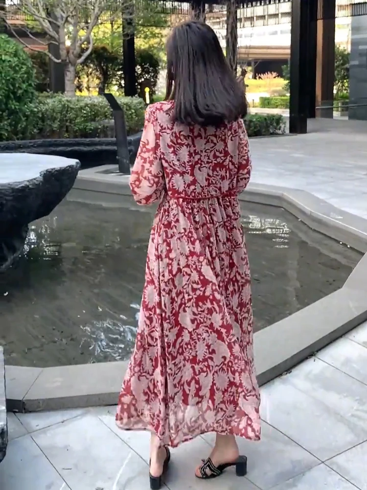 Ele Vintage Bloemen Zomer Dr Dames Losse Ademende Jurk Ele Casual Hoge Taille A-lijn Rok voor Vakantie