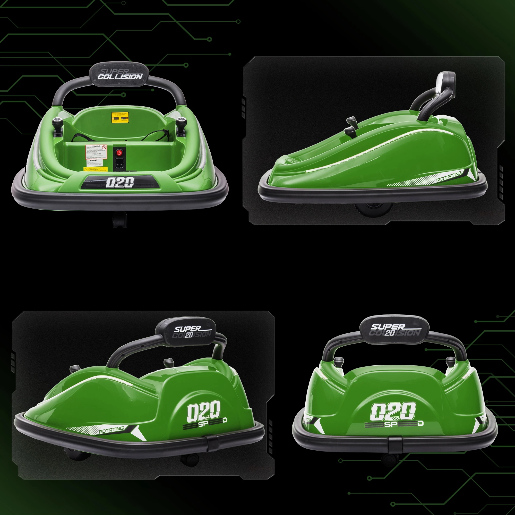 รถกันชนไฟฟ้า 12V สำหรับเด็ก พร้อมรีโมทคอนโทรลสำหรับผู้ปกครอง สีดำ