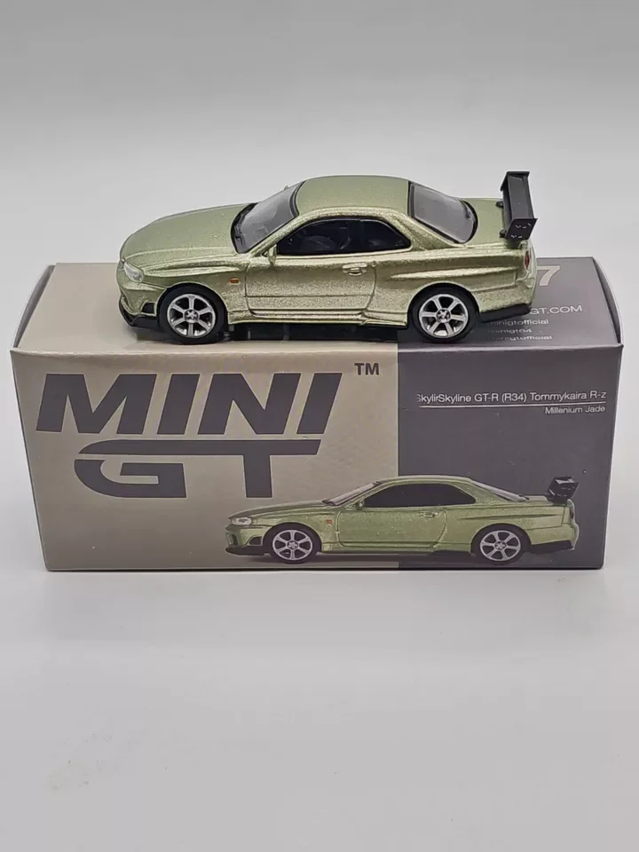 Mini GT 1:64 GT-R (R34) Tommykaira R-z Millenio Jade # 697 Coche modelo fundido a presión