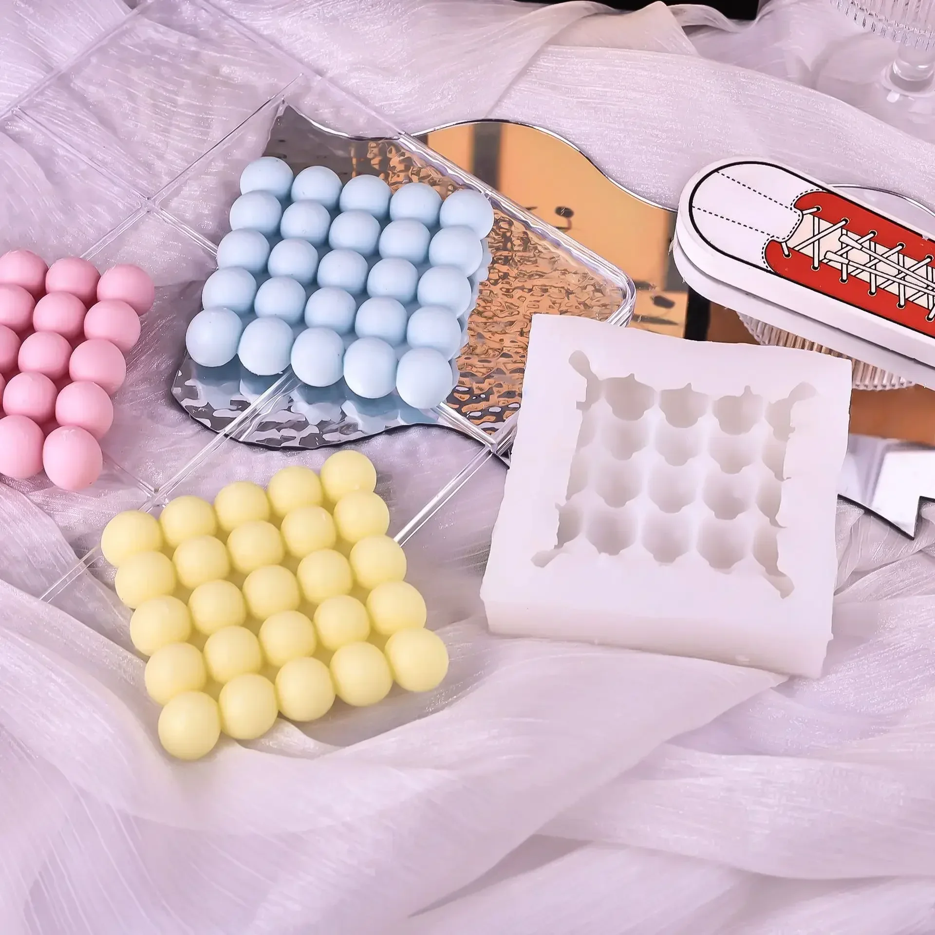 

2026-Simple Round Ball Rubik's Cube Tray, Scented Candle, Gypsum Silicone Mold, Shooting Prop Decoration, Mold Molding