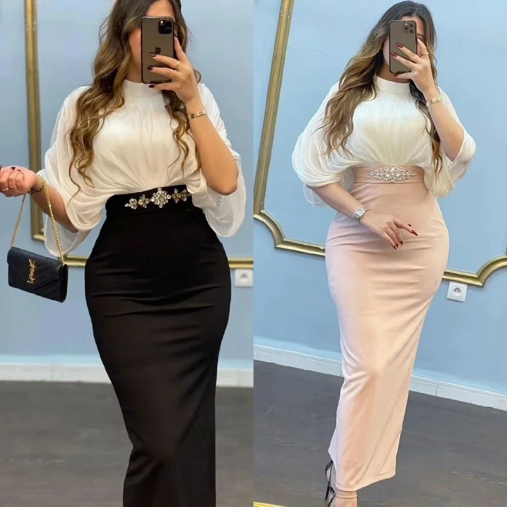 Customized High Quality Sexy  Collar Mermaid Beading s Formal Occasion Gown vestido blanco vestidos para mujer gala