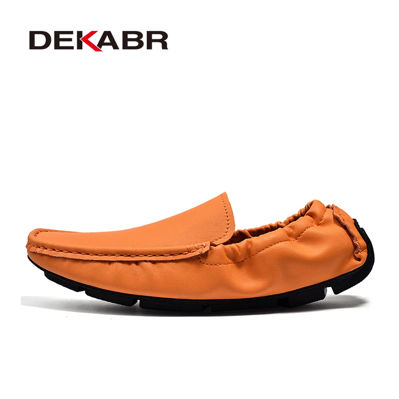 DEKABR Men High Quality Leather Loafers Slip on Casual Shoes Moccasins Men\'s Flats Fashion Supper Soft Men Shoes Size 38-48