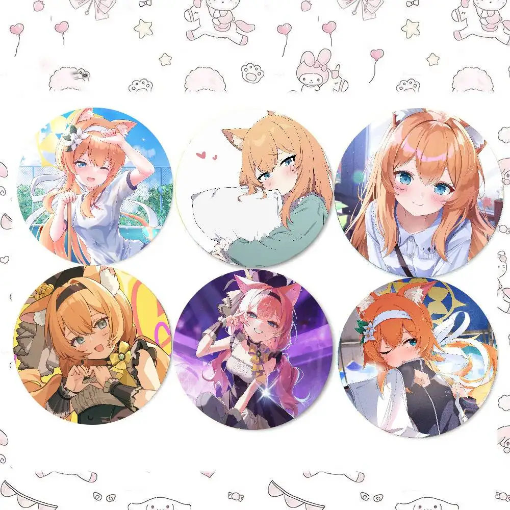 Iochi Mari Anime B-blue Archive Badge Tinplate Meme Round Brooch For Hat Bag Creative Lapel Jewelry Accessories Gifts