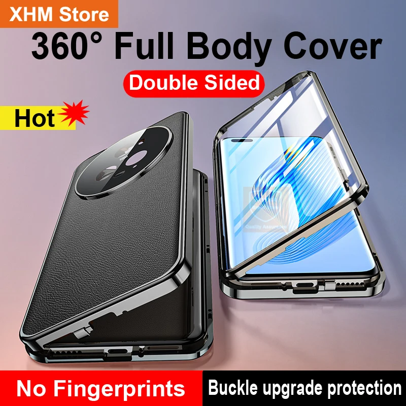 

360 Full Body For Honor Magic5 Pro Magic 5 Case Tempered Glass Phone Case For Honor Magic 5 Pro Flip Leather Cover Metal Bumper