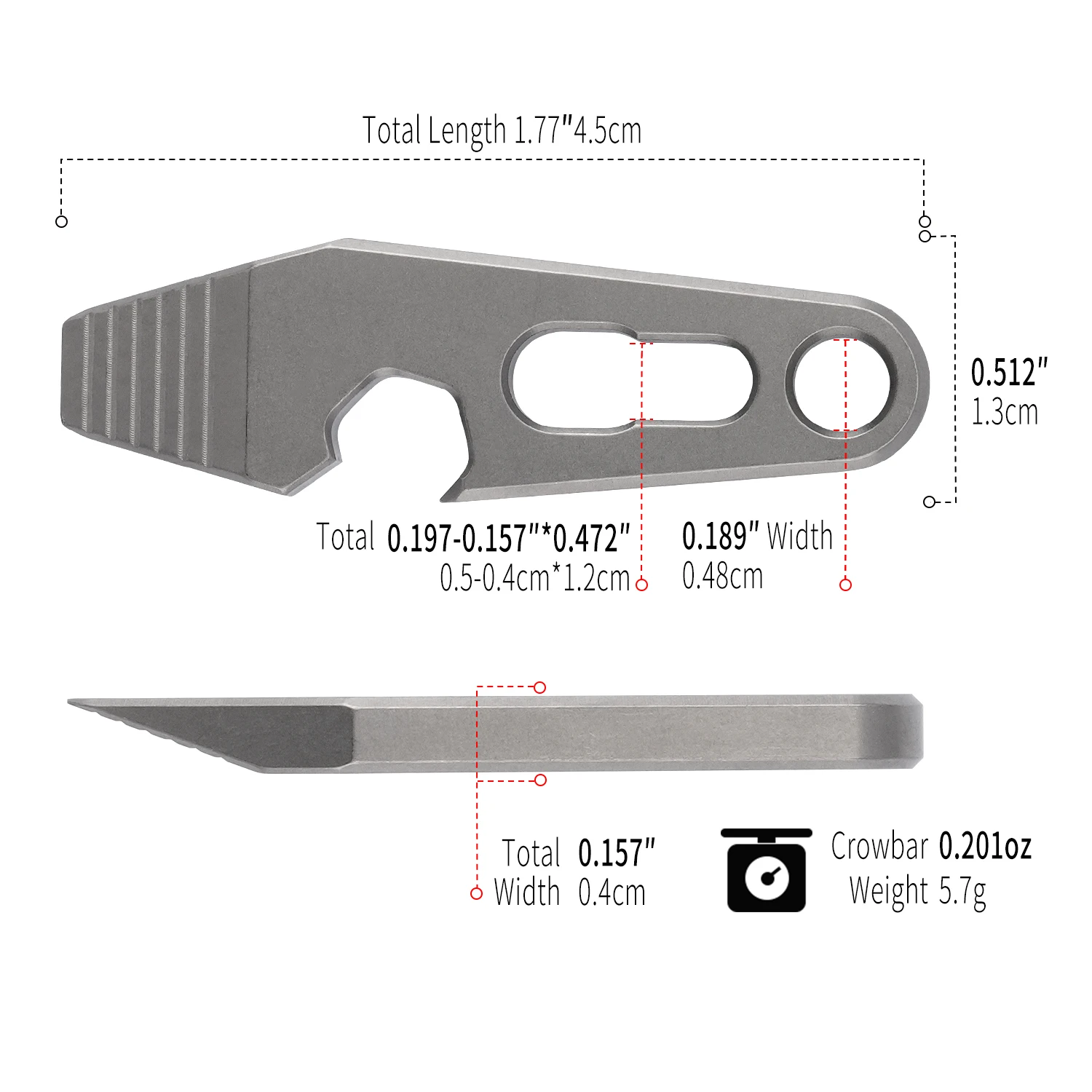 Portable Titanium Alloy 2Pcs EDC Pry Bar Pocket Tool Hex Wrench Keychain Outdoor Daily Carry Multitool