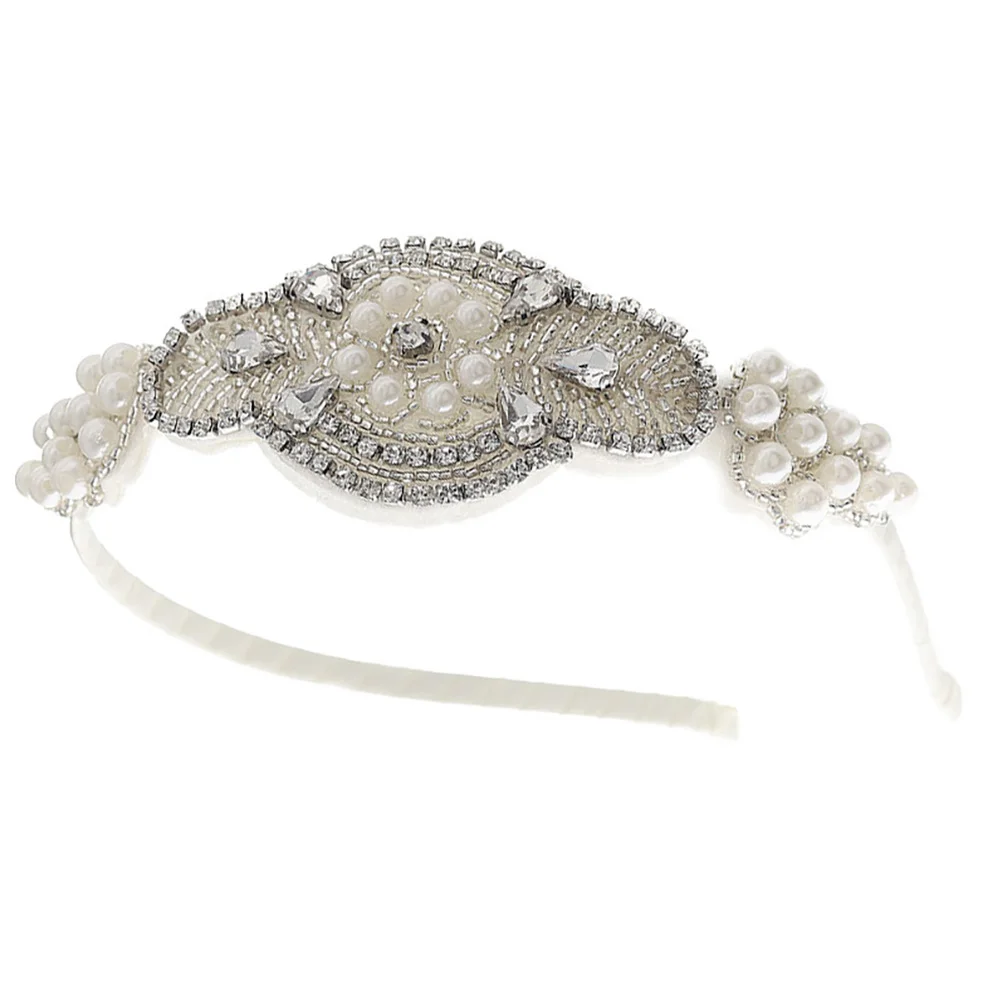 

Жемчужная повязка для волос с кристаллами и стразами, серебряная корона, свадебный головной убор, прекрасный декор для волос, винтажные аксессуары, подарок на свадьбу, выпускной, день рождения