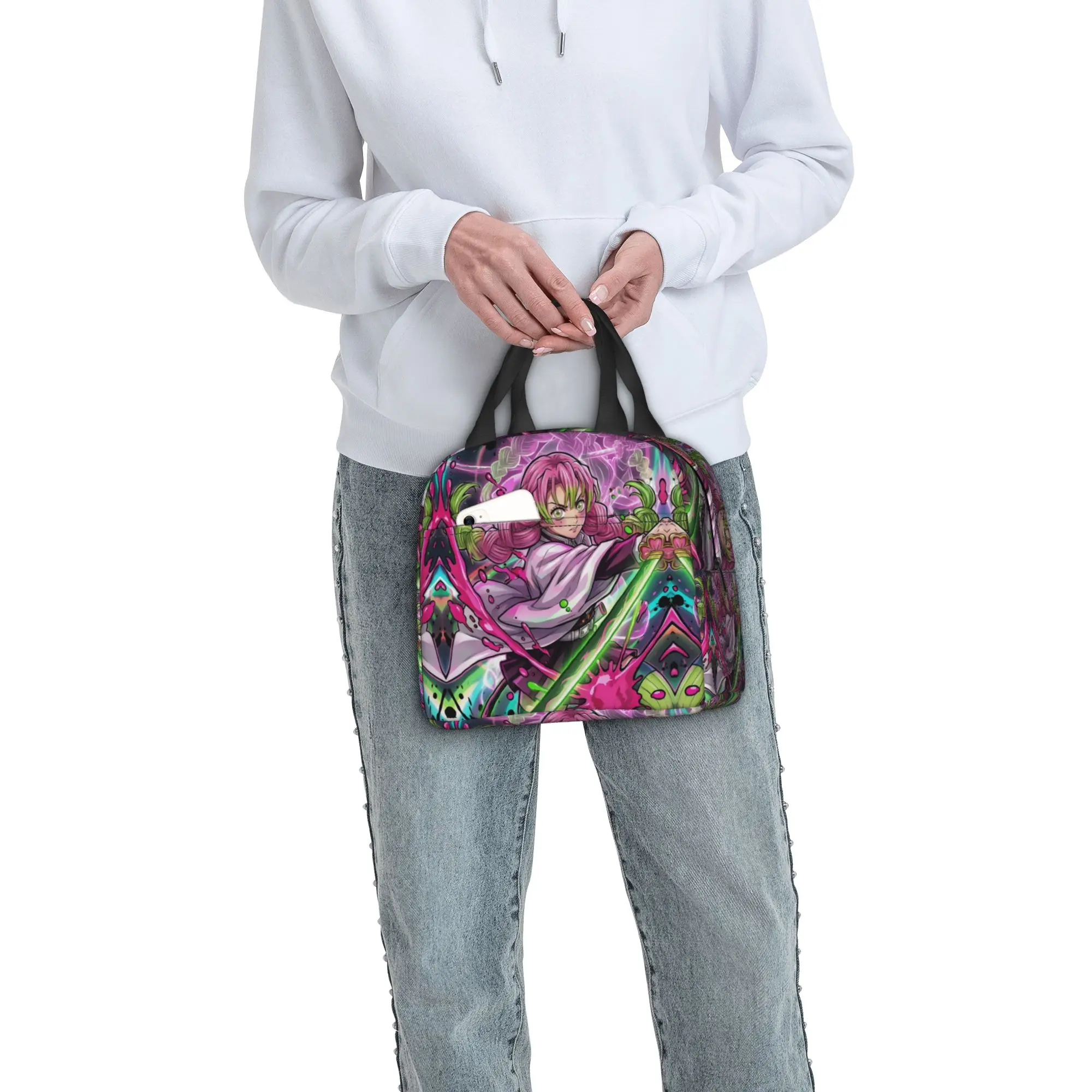 Custom Demon Slayers Insulated Lunch Bags for Camping Travel Kanroji Mitsuri Portable Cooler Thermal Bento Box Men Women view 5