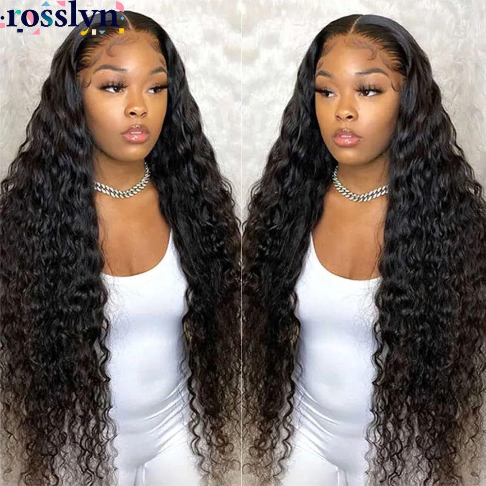 

Rosslyn 13x6 Hd Lace Frontal Wig Water Wave Парик из натуральных волос Парик вьющихся волос 200 Плотность человеческих волос Черный парик из человеческих волос Парики с глубокими волнами