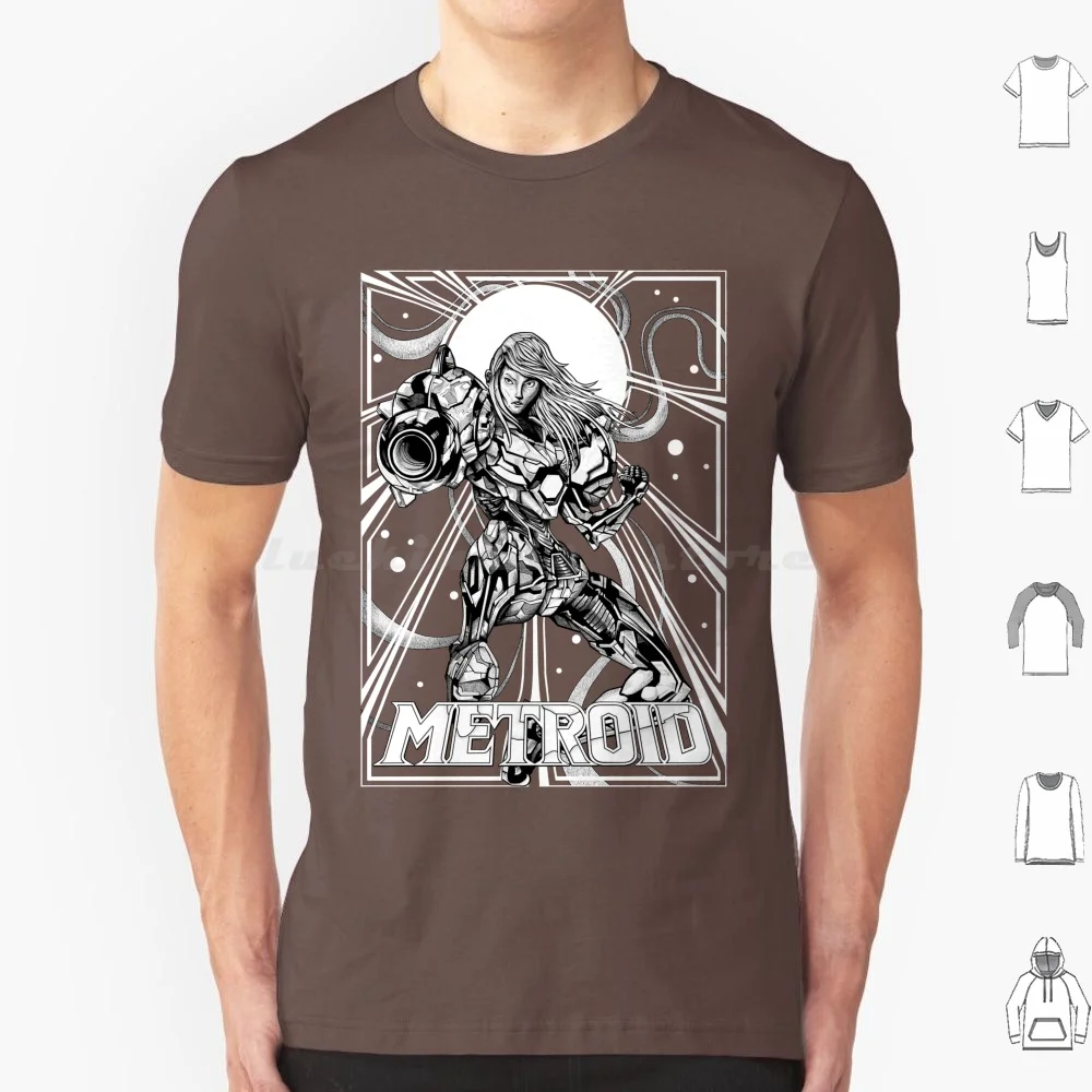 Camiseta Metroid 6xl, camiseta fresca de algodón Metroid Samus Aran Retro vieja escuela clásica Nes Snes Galaxy Comics Space Super Metroid