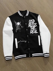 Manfinity Sporsity Men's Printed Simple Daily Long Sleeve Baseball Jacket bomber jacket  jackets for men  coats