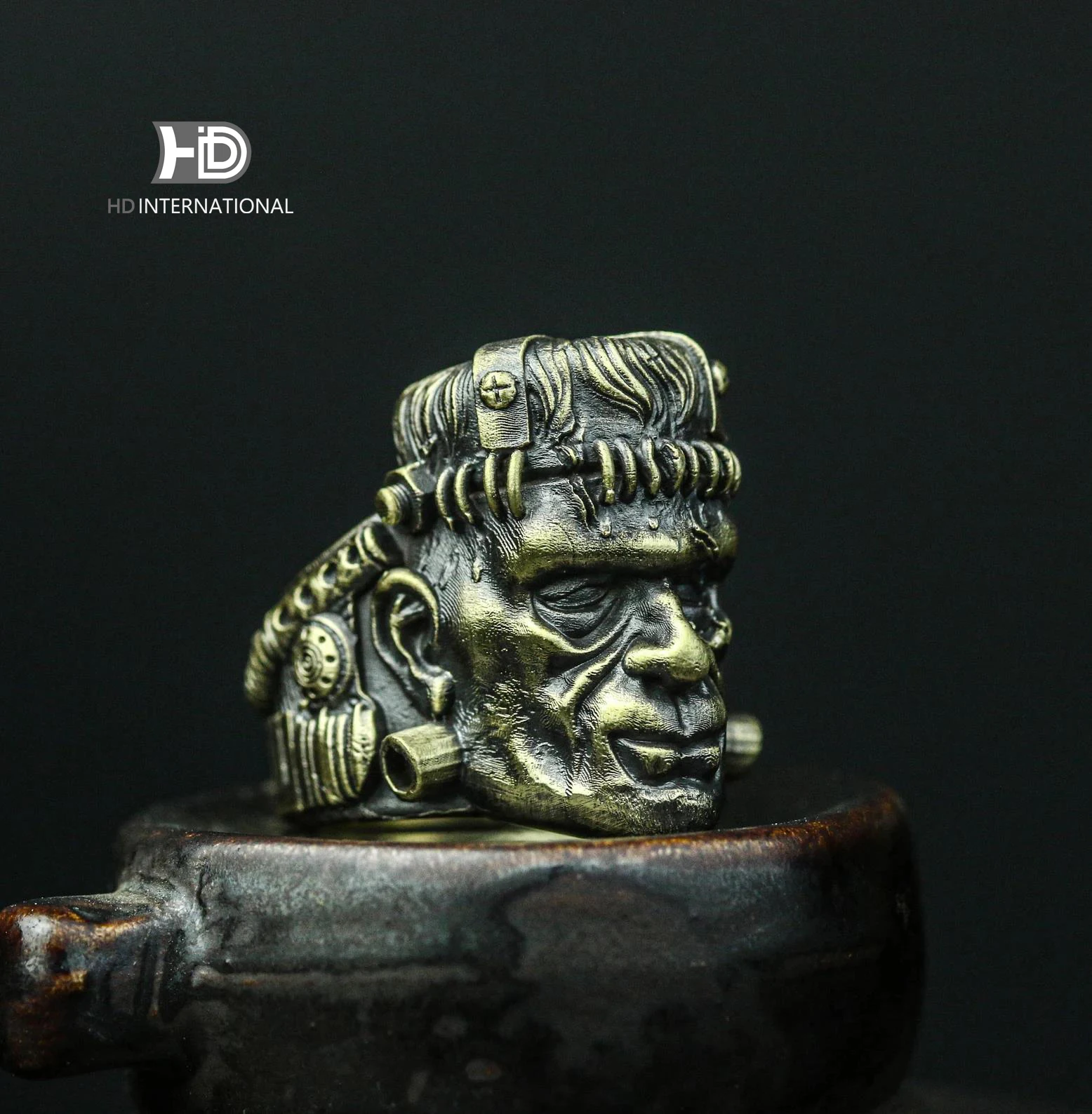 

Frankenstein Boris Karloff Ring Horror Scientist Brass 925 silver handmade custom jewelry