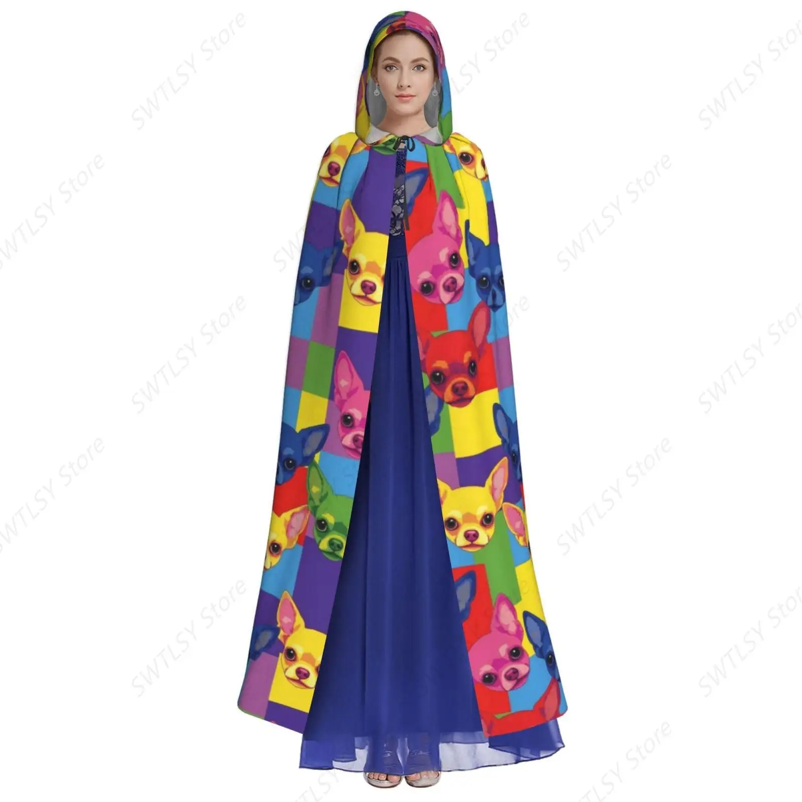 Halloween Wizard Cape Costume Hooded Cloak Compatible with Animal Dogs Chihuahua Art for Women Men
