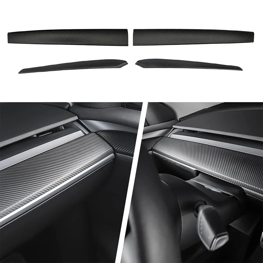 

Dash Wrap Door Trim ABS Carbon Fiber Pattern Matte Dashboard Cover Cap Interior Decoration Wrap Kit- For Tesla Model 3/Y 20-2023